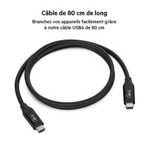 Belkin USB 4 Cable, 2.6ft (0.8m) USB IF Certified with Power Delivery up to 100W, 40 Gbps Data Transfer Speed and Backwards Compatible with Thunderbolt 3, USB 3.2, and More