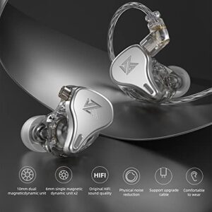 KZ DQ6 Wired Earbuds Noise Cancelling Earbuds with Microphone HiFi Bass Earphones with Detachable Tangle-Free Cable 2Pin (Silver)