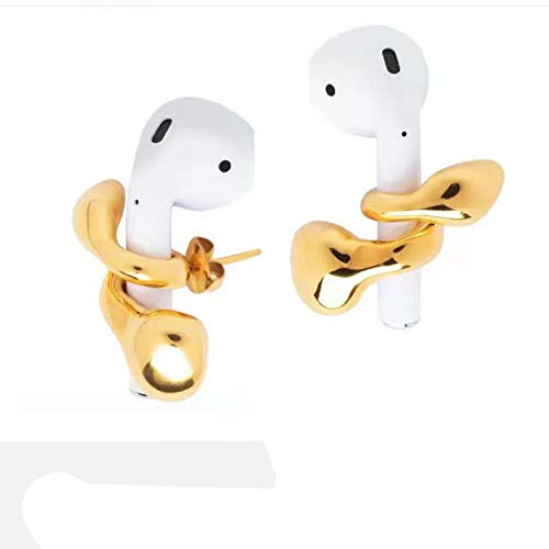 EZICOK Compatible with Apple AirPods Pro Anti-Lost Earrings Fashion Ear Hook AirPods 2 1 Anti-Drop Sports Ear Clip Wireless Earphones Headphones Earbud Headset Accessories - Gold Snake-Shaped