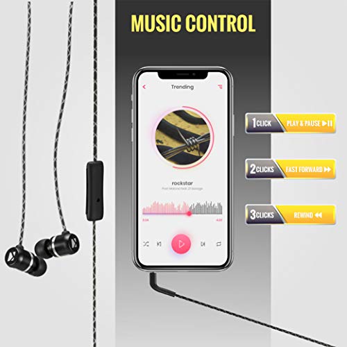 KICKER 43EB93B Microfit Premium Earbuds | in-Ear Noise-Isolating Earphones | Silicon Ear Tips 4 Sizes | in-Line Mic and Multi-Function Button | Legendary Audio Quality