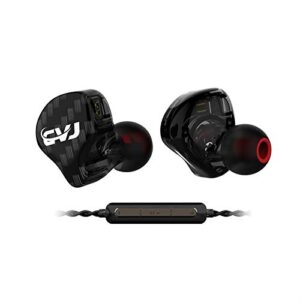 cvj csa in ear monitor, dual magnetic dd and 1ba in-ear earphone noise isolating iem earphone/earbud/headphone with resin cavity,wired earbuds with 0.75mm 2pin detachable cable(with mic, black)