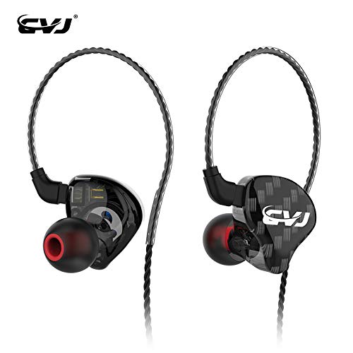 CVJ CSA in Ear Monitor, Dual Magnetic DD and 1BA in-Ear Earphone Noise Isolating IEM Earphone/Earbud/Headphone with Resin Cavity,Wired Earbuds with 0.75mm 2Pin Detachable Cable(with Mic, Black)