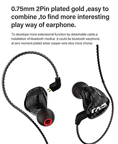 CVJ CSA in Ear Monitor, Dual Magnetic DD and 1BA in-Ear Earphone Noise Isolating IEM Earphone/Earbud/Headphone with Resin Cavity,Wired Earbuds with 0.75mm 2Pin Detachable Cable(with Mic, Black)