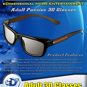 ED 4 Pack CINEMA 3D GLASSES For LG 3D TVs – Adult Sized Passive Circular Polarized 3D Glasses