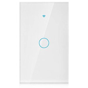 wifi touch screen switch, remote switch with highly sensitive touch keys, suitable for alexa google, 1-way ac(white)