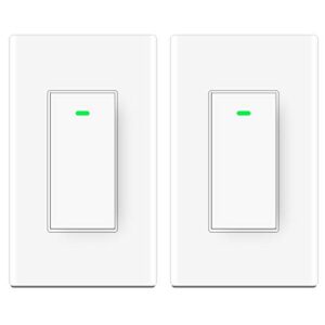 smart light switch,compatible with alexa,google home, 2.4ghz wifi smart switch, wireless remote control, neutral wire required,physical button (2 pack)