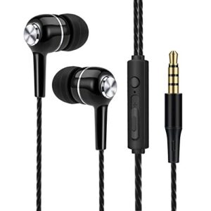 gaweb earphones, s12 universal 3.5mm earbud wired earbuds with mic for phone – black with mic