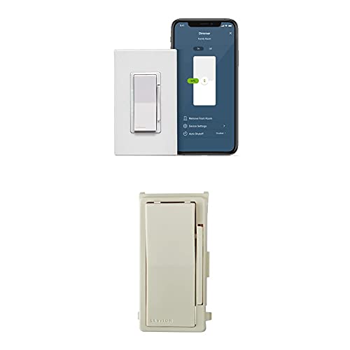 Leviton D26HD-2RW Decora Smart Wi-Fi Dimmer (2nd Gen), Works with Hey Google, Alexa, Apple HomeKit/Siri, & Anywhere Companions, No Hub Required, Neutral Wire Required, w/Light Almond Color Change Kit