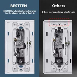 [2 Pack] BESTTEN 3-Gang Screwless Wall Plate, USWP6 Snow White Series, Decorator Outlet Cover, H4.69” x W6.54”, Polycabonate Thermoplastic