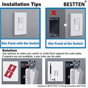 [2 Pack] BESTTEN 3-Gang Screwless Wall Plate, USWP6 Snow White Series, Decorator Outlet Cover, H4.69” x W6.54”, Polycabonate Thermoplastic