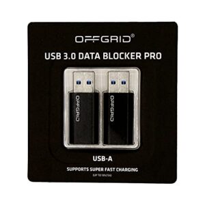 offgrid usb data blocker type-a (2 pack) pure usb data blocker for cell phones, tablets, and laptops, block unwanted data transfer, protect against juice jacking, safely charge iphone, android devices