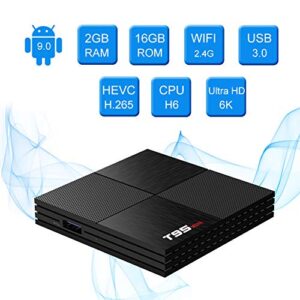 T95 Mini Android 9.0 TV Box, TUREWELL Android TV Box 2GB RAM 16GB ROM Video Box H6 Quadcore cortex-A53 Smart TV Box 2.4GHz WiFi 3D 6K Android Box Streaming Media Player