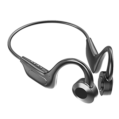LOUS Wireless Bluetooth Osteoconductive Headset - Outdoor Stereo Earbuds Earphone Sports Waterproof Headset Microphone - Noise Reduction Earbuds for Working Outdoor Office Driving Travel, Black