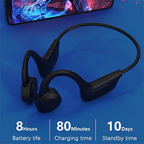 LOUS Wireless Bluetooth Osteoconductive Headset - Outdoor Stereo Earbuds Earphone Sports Waterproof Headset Microphone - Noise Reduction Earbuds for Working Outdoor Office Driving Travel, Black