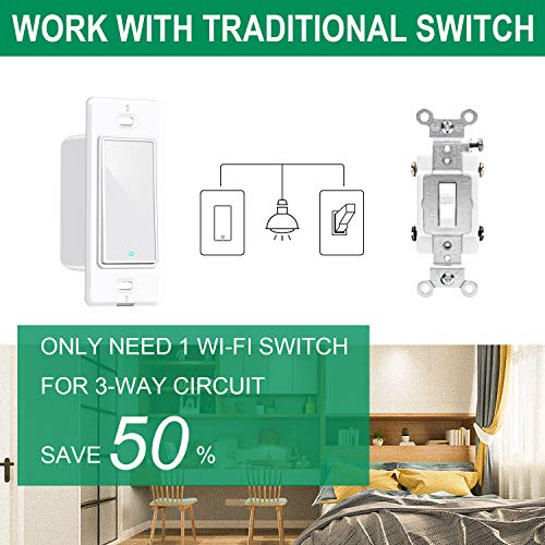 3 Way Smart Switch by Martin Jerry, Voice Control via Alexa, Smart Light Switch Works with Google Home, 2.4G WiFi, No Hub, Works with Traditional 3-Way 4-Way Light Switch