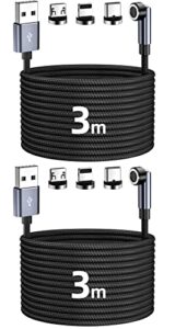 seynli (2-pack) 10ft 3-in-1magnetic charging cable, 540° rotatable magnetic phone charger 10′ long charge cable support fast charging, 480mbps data sync, compatible with iphone, usb c, micro usb