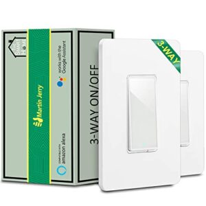 3 way smart switch by martin jerry, 2 pack, compatible with alexa, smart home devices works with google home, 2.4g wifi, no hub, works with existing 3-way 4-way light switch