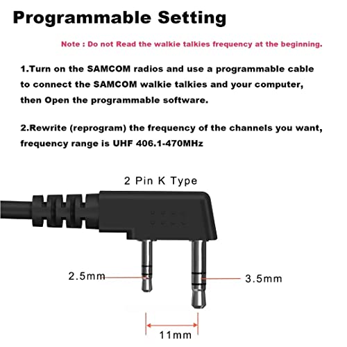 Walkie Talkies Programmable Cable K Head 2 Pin USB 2 Way Radio Programming Cable Compatible with SAMCOM FPCN30A FPCN10A Two Way Radios, Window System Only