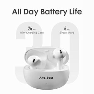 Alto & Bass Bluetooth 5.3 Wireless Earbuds with 4 Mic 30H Playtime in-Ear Headphones for Smart Phone Computer Laptop Sports