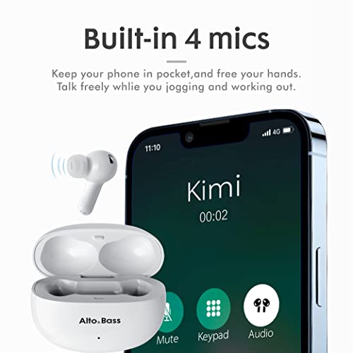 Alto & Bass Bluetooth 5.3 Wireless Earbuds with 4 Mic 30H Playtime in-Ear Headphones for Smart Phone Computer Laptop Sports