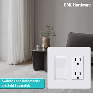 CML Screwless Decorator Wall Plate, 2 Gang Outlet Covers, 4 Pack Decorative Light Switch Plates, Hidden Screw Smooth Face, Standard Size 4.68”X 4.72”, Impact Resistant, White