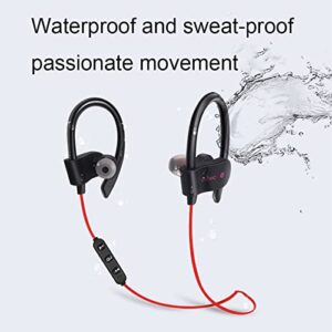 CENGNIAN Neck Hanging Bluetooth 4.2, Wireless Ultra-Long Standby Running Sports Bluetooth Headset, Noise Cancelling Headphones, Deep Bass Bluetooth Earphone for Sports Fitness Running Cycling (red)