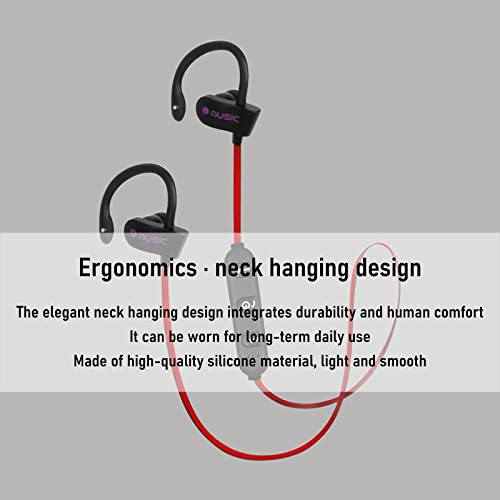 CENGNIAN Neck Hanging Bluetooth 4.2, Wireless Ultra-Long Standby Running Sports Bluetooth Headset, Noise Cancelling Headphones, Deep Bass Bluetooth Earphone for Sports Fitness Running Cycling (red)