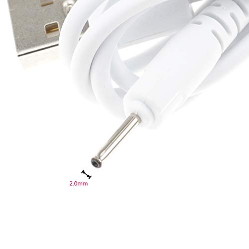 3.3ft USB Charger for NENRENT S570 TWS True Stereo Earbuds for NENRENT Q13 Earbuds Jack 2.0mm Charging Cable Compatible with Mini S530 Earbuds (NOT for S570+) (White x1)