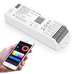 xxk lm052 zigbee 3.0 led strip controller rgb cct rgbw 5in1 dimmable compatible with smart life app/alexa echo/google assistant home/siri, dc12-24v lights controller（require zigbee hub）