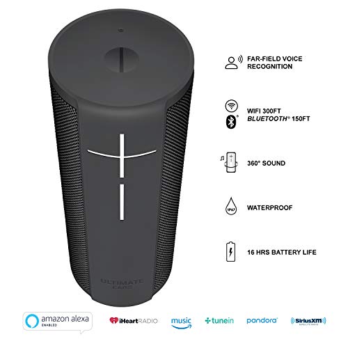 Ultimate Ears MEGABLAST Portable Waterproof Wi-Fi and Bluetooth Speaker with Hands-Free Voice Control - Graphite