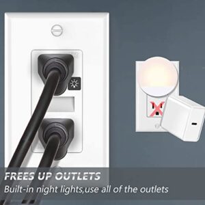 SOZULAMP Decorator Receptacle Outlet with LED Night Light,15A 125V,2 Pole 3 Wire,Tamper Resistant(TR) Electrical Standard Wall Outlets with Nightlight (4 Pack,White)