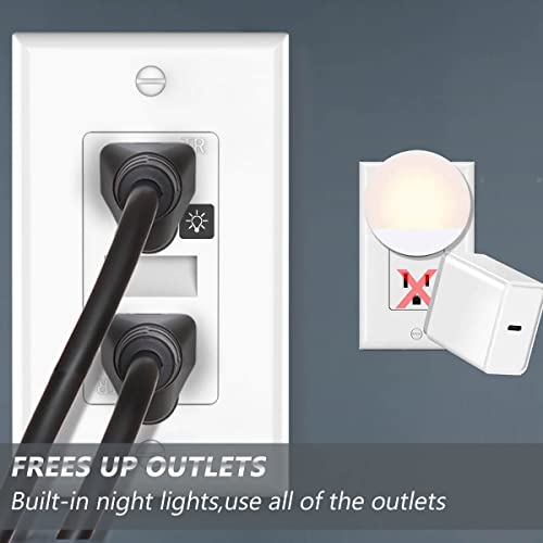 SOZULAMP Decorator Receptacle Outlet with LED Night Light,15A 125V,2 Pole 3 Wire,Tamper Resistant(TR) Electrical Standard Wall Outlets with Nightlight (4 Pack,White)