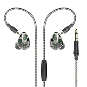 ltxhorde earbud wired headset soundproof sweatproof three drive unit stereo earbuds with microphone suitable for 3.5mm audio interface devices (electroplating silver)