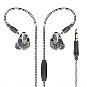 LTXHorde Earbud Wired Headset Soundproof Sweatproof Three Drive Unit Stereo Earbuds with Microphone Suitable for 3.5mm Audio Interface Devices (Electroplating Silver)