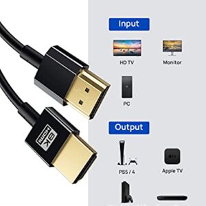 JSAUX 8K HDMI 2.1 Cable 3ft [Ultra Thin], 8K & 4K Slim 48Gbps Ultra High Speed HDMI Braided Cord, 4K @ 120Hz 144Hz, 8K @ 60Hz, HDR 10, HDCP 2.2 & 2.3, eARC Compatible with Roku TV/HDTV/PS5/Blu-ray