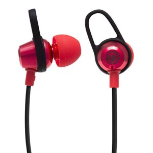 wicked audio bandido wireless — bluetooth earbuds with microphone and track control — wireless headset with metal housing, loop and fin attachments and enhanced bass — red