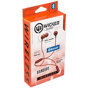 Wicked Audio Bandido Wireless — Bluetooth Earbuds with Microphone and Track Control — Wireless Headset with Metal Housing, Loop and Fin Attachments and Enhanced Bass — Red