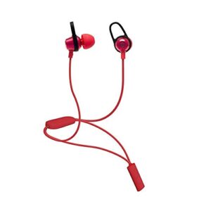 Wicked Audio Bandido Wireless — Bluetooth Earbuds with Microphone and Track Control — Wireless Headset with Metal Housing, Loop and Fin Attachments and Enhanced Bass — Red