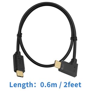 Poyiccot Right Angle USB C Cable 2ft, 90 Degree USB C to USB C Cable, Type C to Type C Cable, 10gbps 60W USB 3.1 Type C Fast Charging Cable for Laptop & Tablet & Mobile Phone (USB C Right Angle)