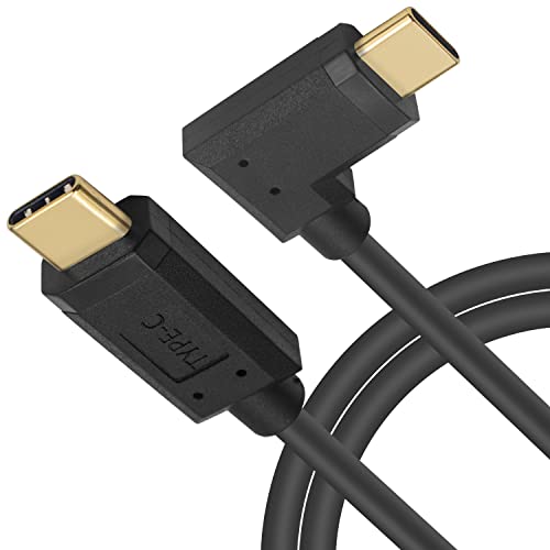 Poyiccot Right Angle USB C Cable 2ft, 90 Degree USB C to USB C Cable, Type C to Type C Cable, 10gbps 60W USB 3.1 Type C Fast Charging Cable for Laptop & Tablet & Mobile Phone (USB C Right Angle)