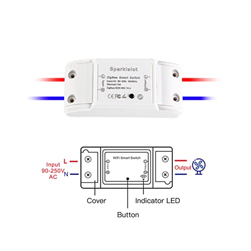 Sparkleiot Zigbee Smart Home WiFi Wireless Remote Switch Breaker, LED Light Controller, DIY Relay Module,Compatible with Alexa & Google Home Assistant,Hub Required