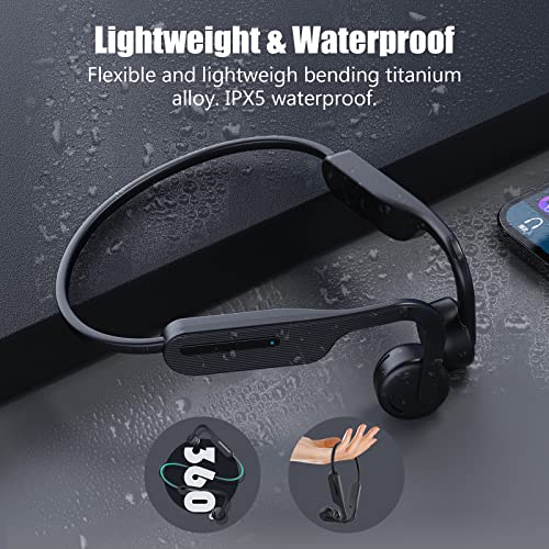Open Ear Air Conduction Headphones, Bluetooth 5.0 Wireless Running Headphones 10 Hours Playtime HiFi 9D Stereo Sweatproof Sports Headset with Mic for Driving, Hiking, Cycling
