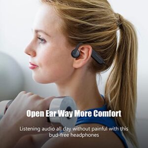 Open Ear Air Conduction Headphones, Bluetooth 5.0 Wireless Running Headphones 10 Hours Playtime HiFi 9D Stereo Sweatproof Sports Headset with Mic for Driving, Hiking, Cycling