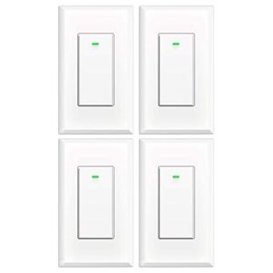 smart switch wifi light switch no hub required, light switch alexa compatible with google assistant requires neutral wire,timer schedule, kuled k36 4pack