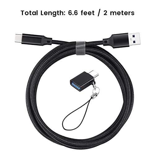 USB C Cable Replacement for Focusrite Scarlett Solo(3rd Gen), Scarlett 2i2(3rd Gen) Audio Interface, with USB C Male to USB Female Adapter, Nylon Braided, 6.6 ft