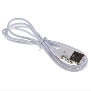 3.5mm Male Jack to USB Charging Data Cable Compatible for SYRYN Waterproof MP3 Player, Headphones, White