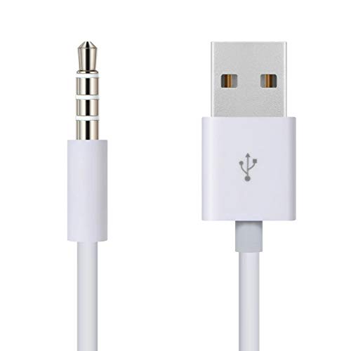 3.5mm Male Jack to USB Charging Data Cable Compatible for SYRYN Waterproof MP3 Player, Headphones, White