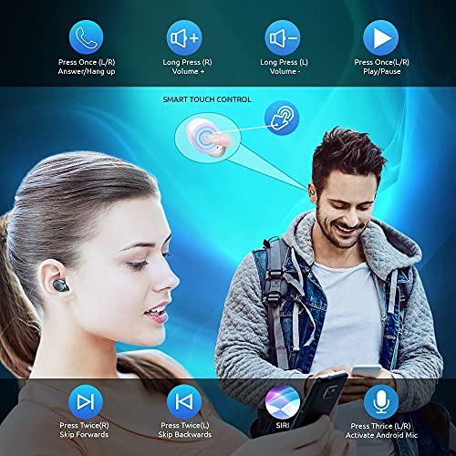 VOLT PLUS TECH Wireless V5.1 PRO Earbuds Compatible with Samsung Galaxy J7 Prime IPX3 Bluetooth Touch Waterproof/Sweatproof/Noise Reduction with Mic (White)