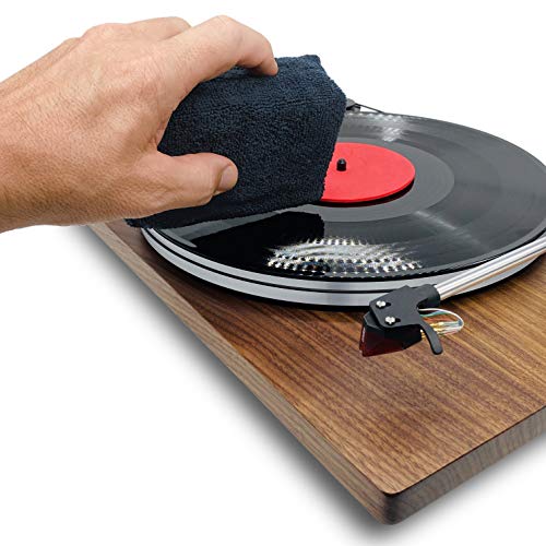 GrooveWasher Intro Record Care System – Essentials for Vinyl Record Collection Cleaning, Easy Spray-on G2 Cleaner, Microfiber Scratch-Free Cleaning Pad + Bonus Label Protector