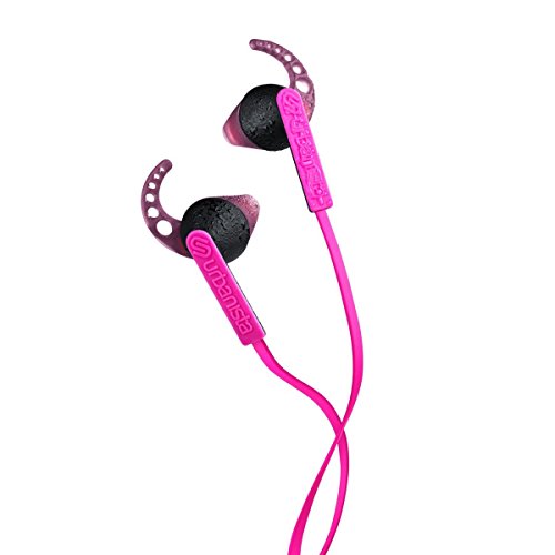 Urbanista Rio Sport Earphones, Wired Running Headphones with Microphone and Music Controls, Water Resistant, Powerful Bass, Customizable Silicone Earbuds, Pink Panther